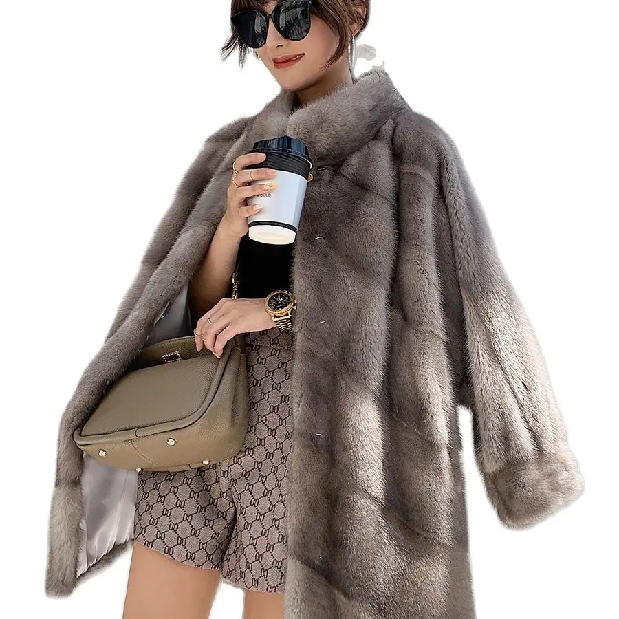 

Женская куртка, мягкая и теплая, импортная шуба из натурального меха норки, Женская Высококачественная зимняя, стильная шуба из натуральног...