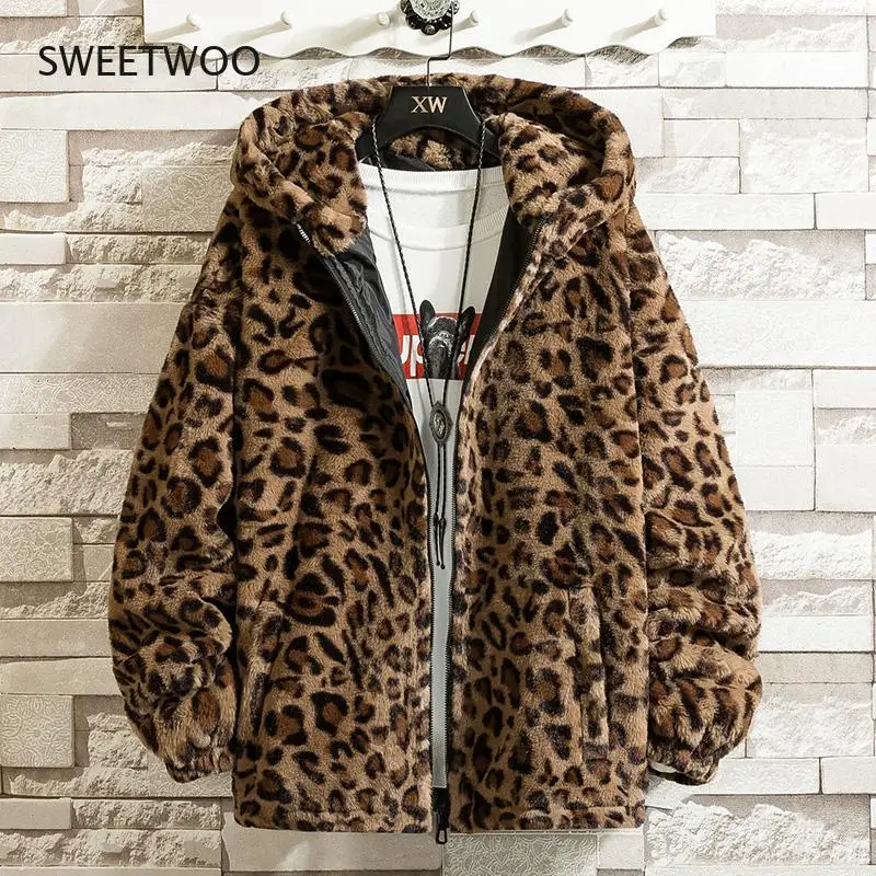 Fashion New Warm love Winter Jacket Men coat woman Hooded faux Fur Leopard Casual Slim Parka Men's Winter Coat