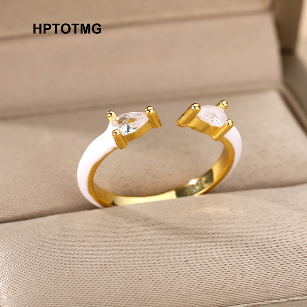 

Vintage White Epoxy Enamel Gold Snake Rings for Women Gothic Punk Opening Wedding Rings 2021 Trend Party Jewelry Gifts