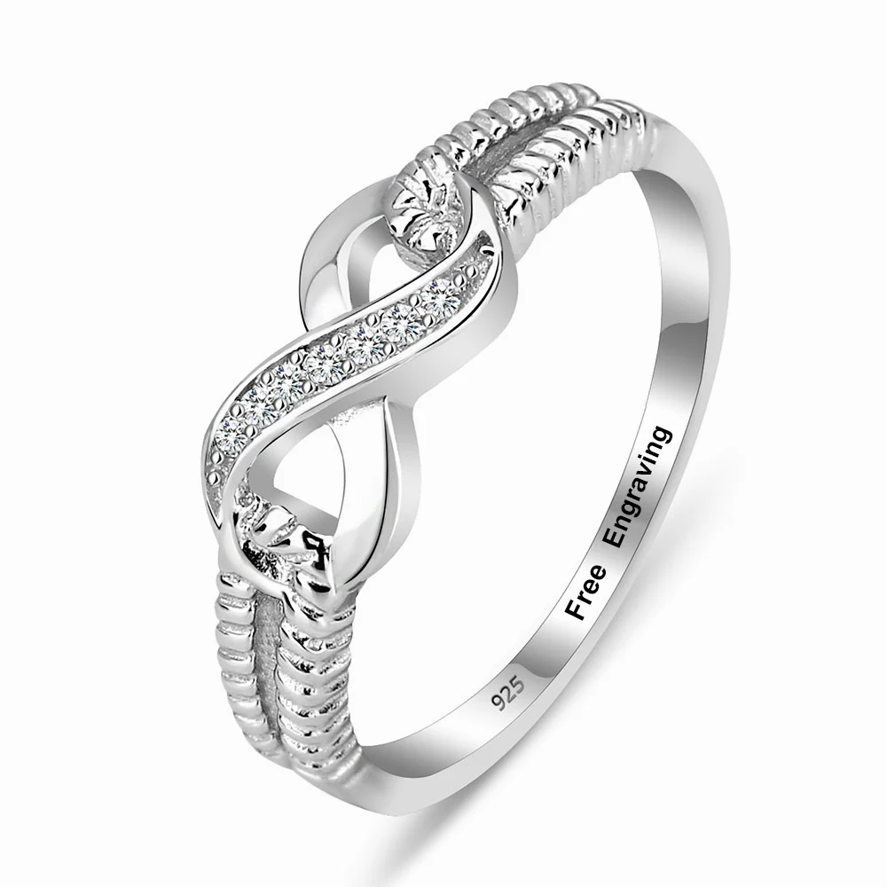 Personalized rings Персонализированное 925 пробы Серебряное кольцо вечности женское кольцо с гравировкой кольца бесконечности обручальные кольца для нее(RI103717 - Цвет основного камня: Personalized rings