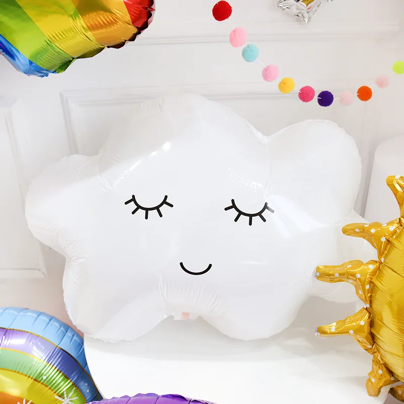 Воздушные шары из фольги в виде радуги улыбки белых облаков аксессуары для