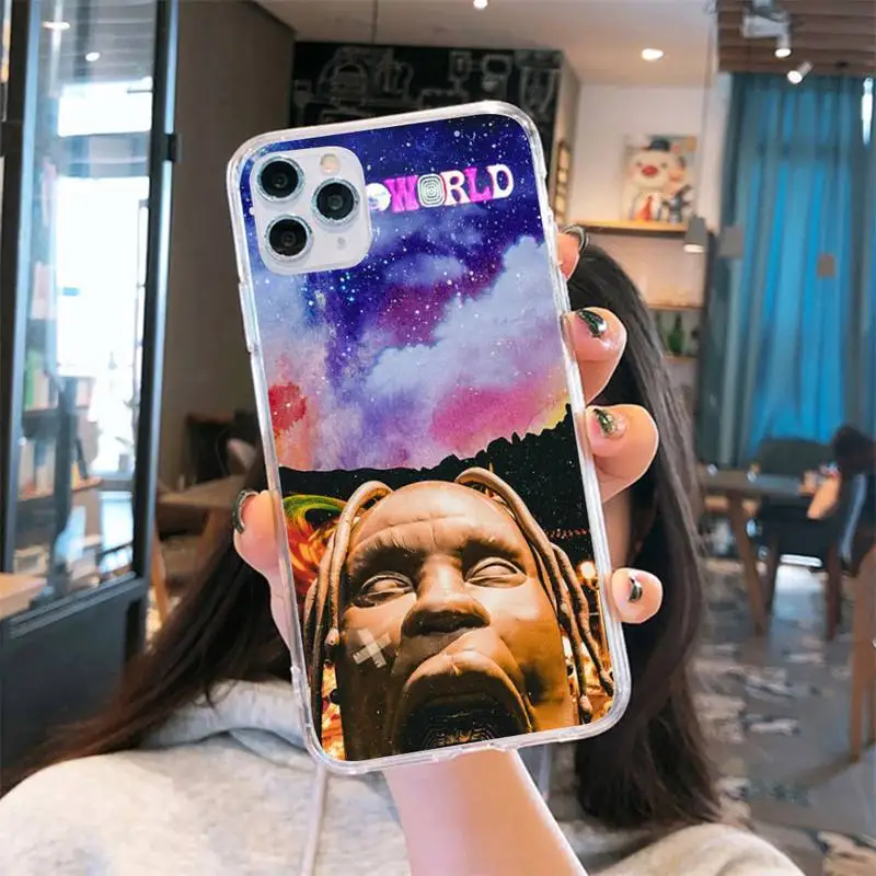 

Travis Scotts Astroworld rapper Phone Case Transparent for iPhone 6 7 8 11 12 s mini pro X XS XR MAX Plus