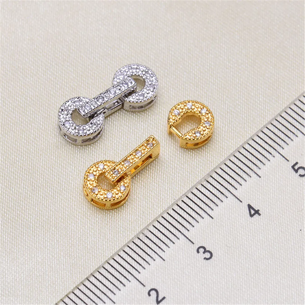 Женские круглые застежки с двойными застежками и стразами из бусин натурального