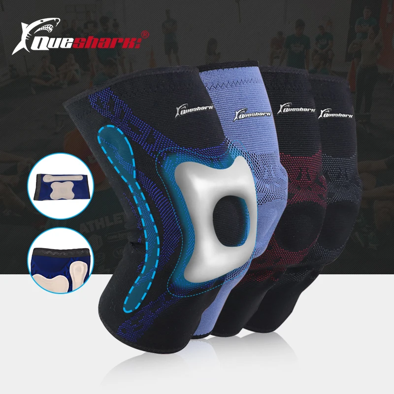 

1 Leg 3D Knitted Silicone Knee Pads Basketball Volleyball Patella Knee Brace Sports Fitness Weightlifting Knee Spring Support