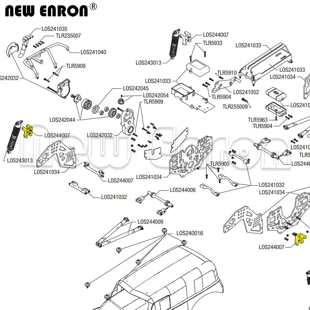 

NEW ENRON 2P Aluminum Front Rear Universal Shock Absorber Fixing Bracket for Losi 1/8 LMT Solid Axle 4wd Monster Truck LOS244007