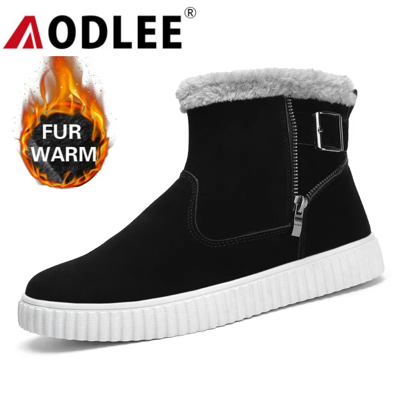 Мужские зимние ботинки в британском стиле плюшевые теплые на меху для мужчин