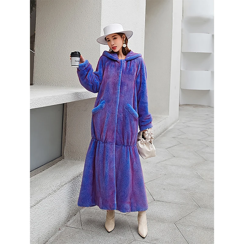 FURSARCAR 2021 New Symphony Real Mink Fur Jacket Women Winter Natural Mink Fur Coat Fashion 130cm Long Mink Outwear Luxurious