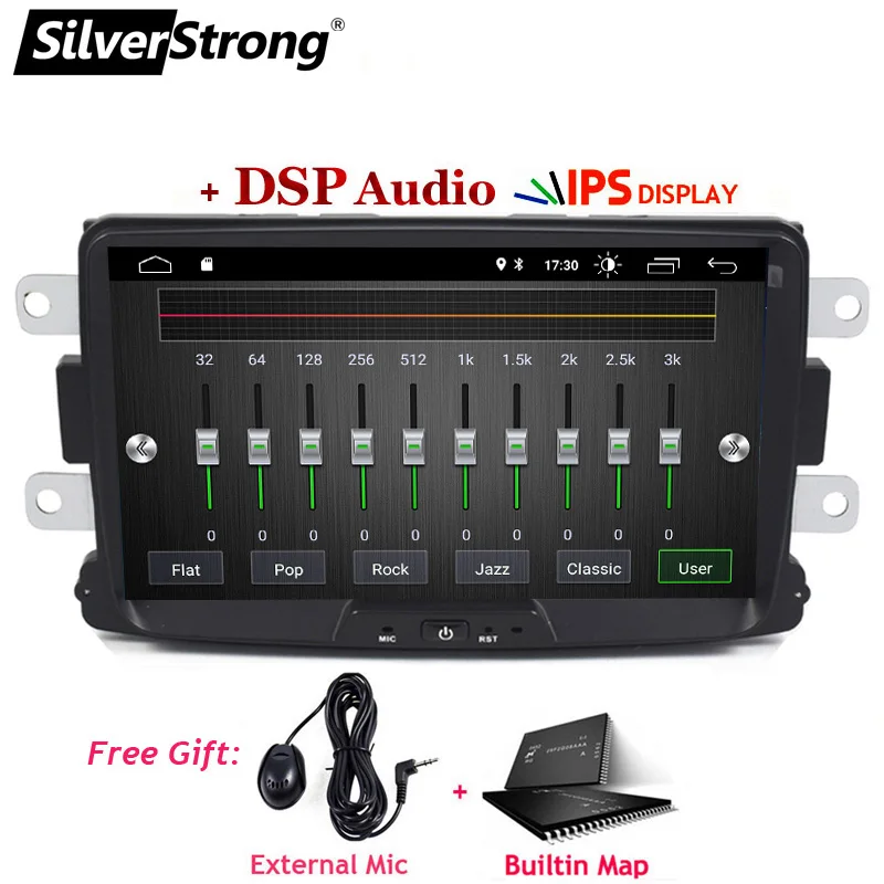XJB-DST8-8L DSP mic SilverStrong Android9.0 2Din Каптур Автомобильный gps для RENAULT DUSTER DACIA LOGAN II DOKKER - Цвет: XJB-DST8-8L DSP mic