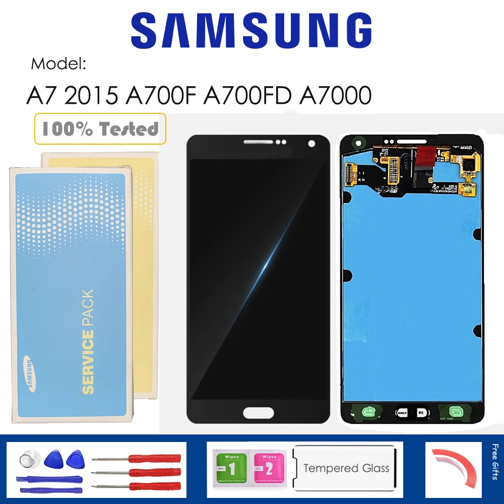 Для samsung Galaxy A7 2015 A700F A700FD A7000 ЖК дисплей с сенсорным сенсором стекло дигитайзер в
