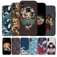 japanese style art japan black tpu silicone soft phone case for iphone 11 pro max x xs max 5 6 7 8 plus