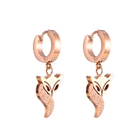 japan and south korea cross border net red fox earrings ladies rose gold plated small earrings female titanium steel jewelry