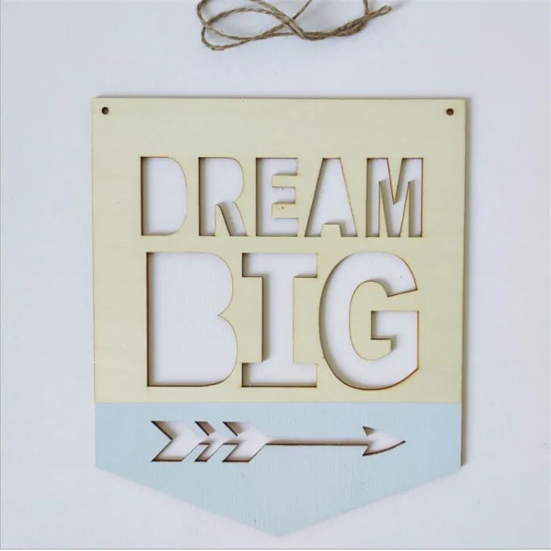 INS деревянный позитивный девиз баннер мечта большой чип настенная висячая