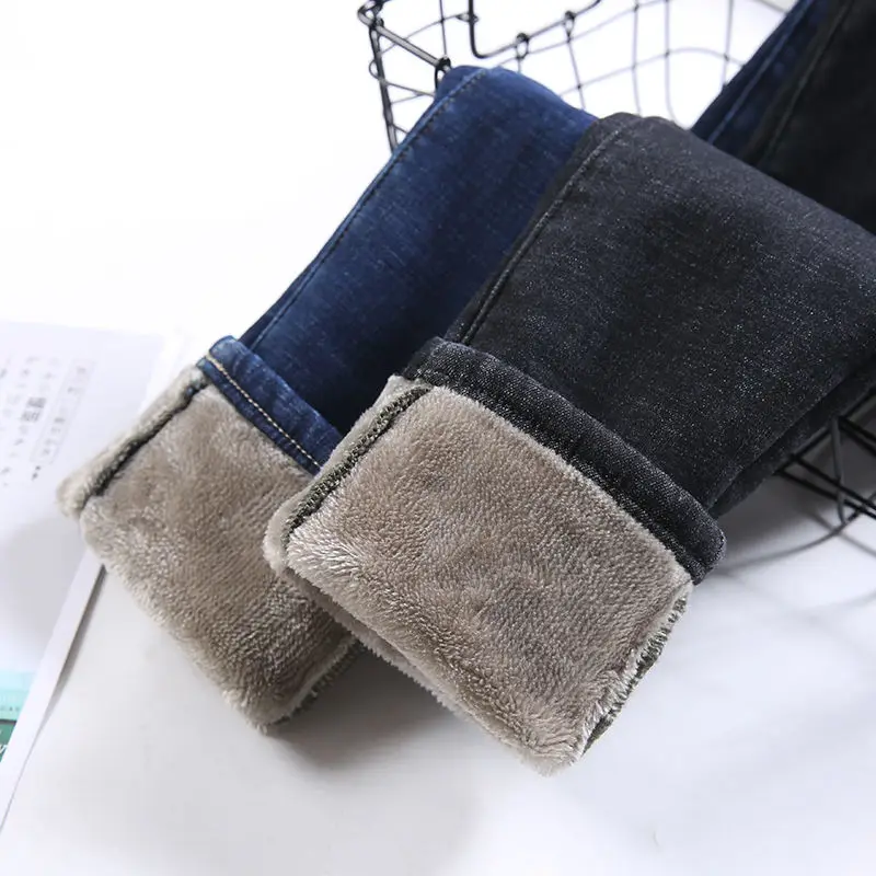 

Women Warm Thicken Skinny Jeans 2020 Winter new High Waist Plush Denim Pants Female Casual Fashion Strech Trousers Streetwear