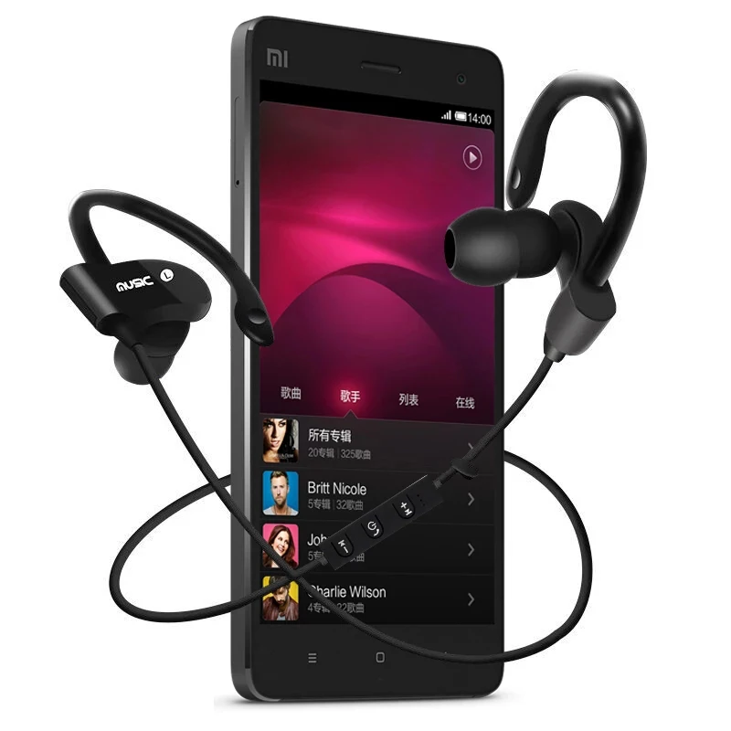 

Bluetooth Wireless Bluetooth Headphones Sport Earloop Earbuds Noise Canceling Handsfree In-Ear Headset With Microphone Universal
