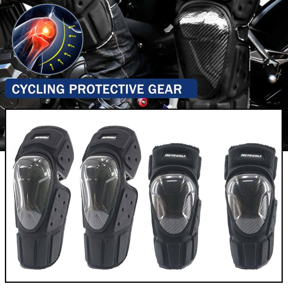 

Motorcycle Knee Pads Elbow Protector Carbon Fiber Motocross Racing Adult Riding Guards Protection Protective Gears Four Seasons