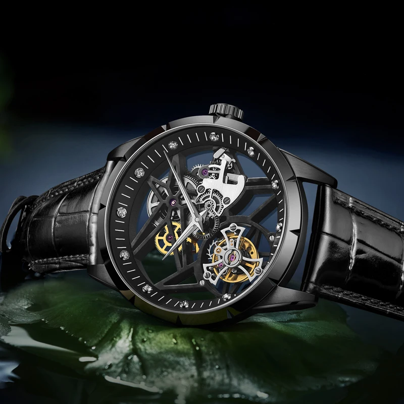 

Tourbillon Watch Sapphire Waterproof Fashion Hollow Men Watches Luxury Mechanical Wristwatch Limited Edition Relojes Para Hombre