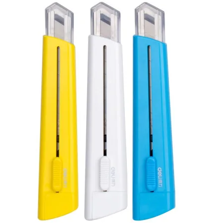 

Deli 2040 Utility Knife Plastic Retractable Manual Paper Cutting Blade for Cartons Cardboard & Boxes Office Home