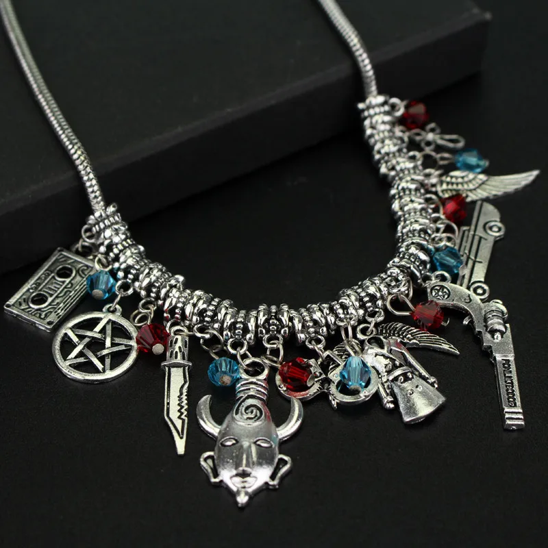 Women Supernatural Gun Tape Multi-pendant Choker Necklace Snake Chain Accessories Colar | Украшения и аксессуары