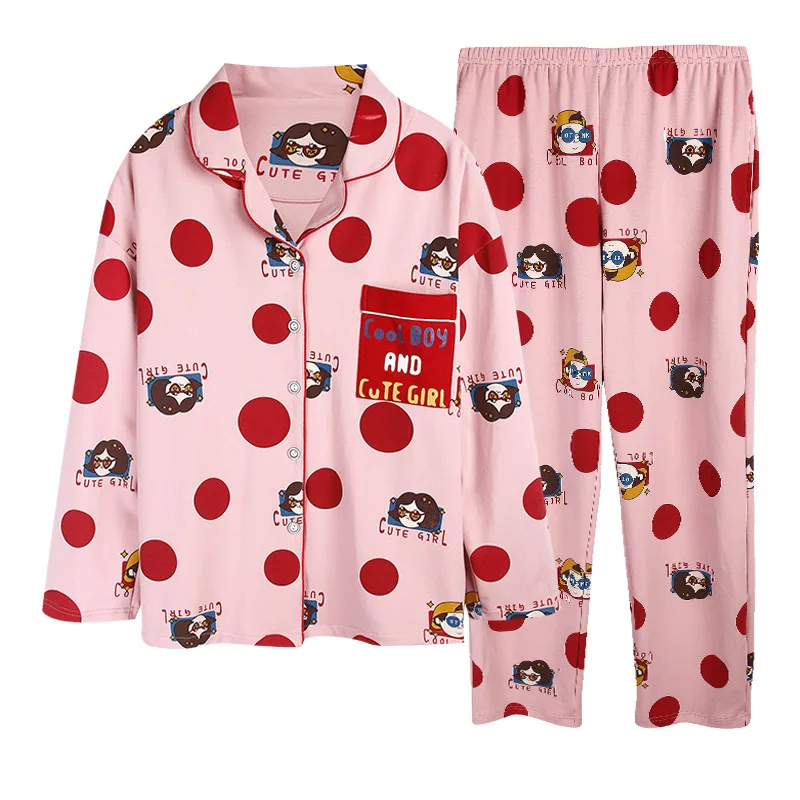 2021Spring and Autumn New Women's Pajamas Cute Cardigan Long Sleeve Pajamas Home Service Sleepwear Pijamas Women Sleep Tops