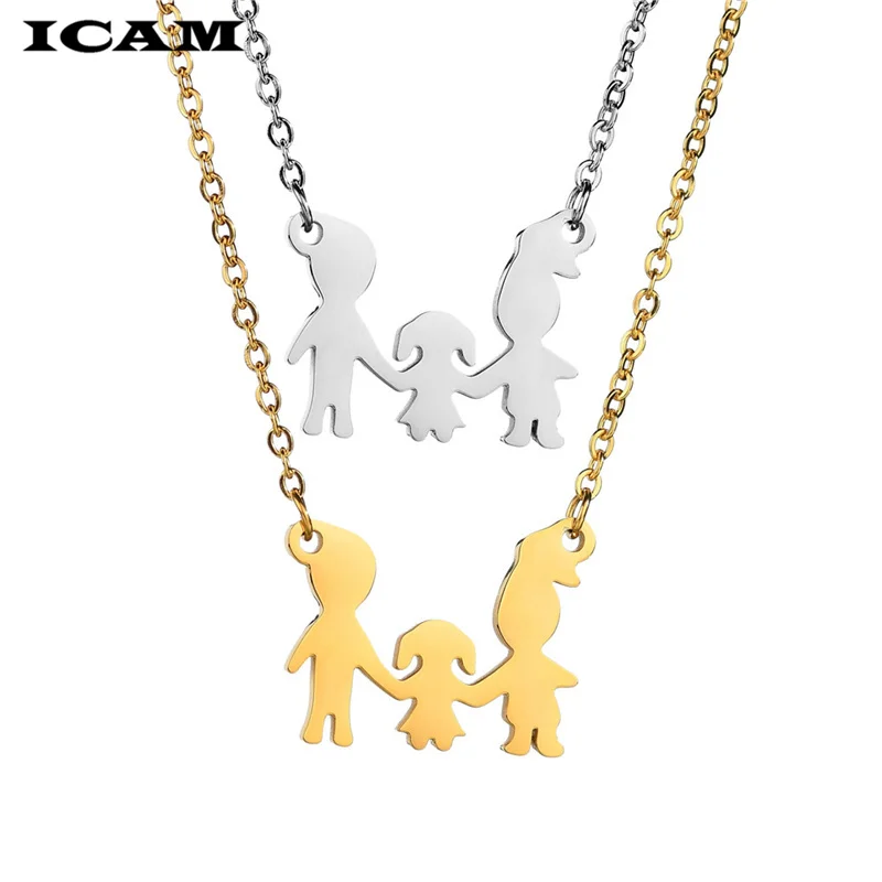 ICAM высокое качество 316L нержавеющая сталь любящее семейное ожерелье для девочек