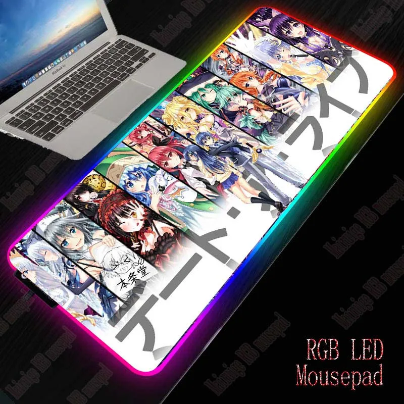 Большой коврик для мыши XGZ в стиле аниме девочек с RGB светодиодный 7 цветов USB