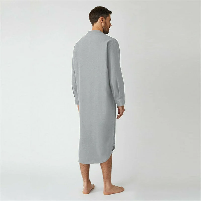 Cotton Islamic Clothing Men Long Nightshirt One Piece Nightgown Large Bathrobe Caftan Vacation Saudi Dress Men Thobe Robe Muslim