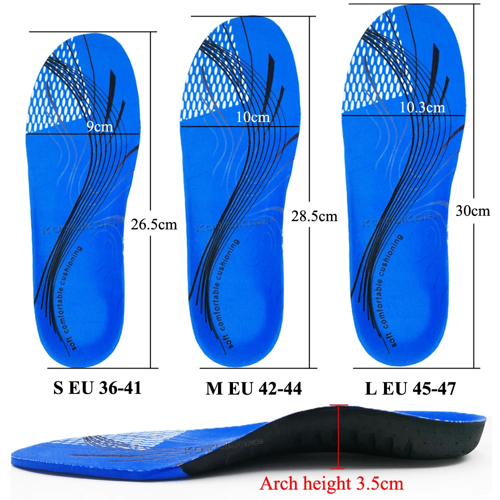 KOTLIKOFF Orthopedic Shoe Sole Insoles For Feet Sport Arch Support Insoles Lightweight Comfortable Foot Pad Insert For Men/Women