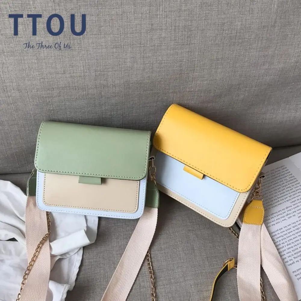

Contrast Color Leather Crossbody Bags For Women 2021 Travel Handbag Fashion Simple Shoulder Messenger Bag Ladies Top-Handle Bags