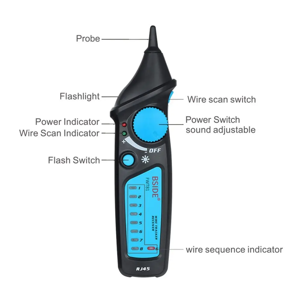 bside fwt81 cable wire tracker rj45 rj11 telephone wire network lan tv electric line finder tester handheld cable testing tool free global shipping