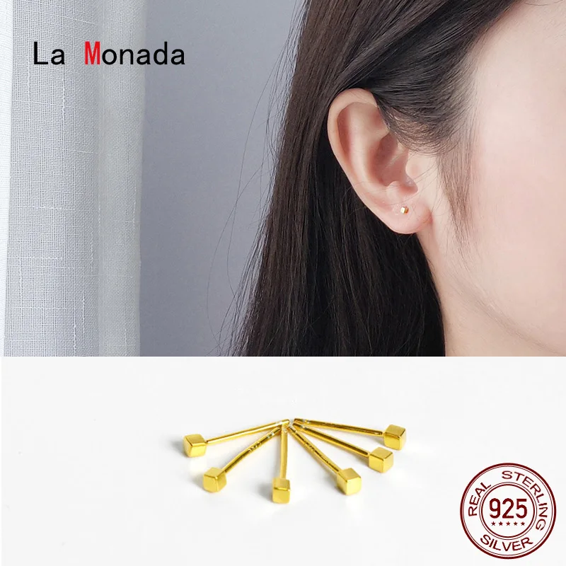 Женские корейские сережки шпильки La Monada квадратные серьги из стерлингового