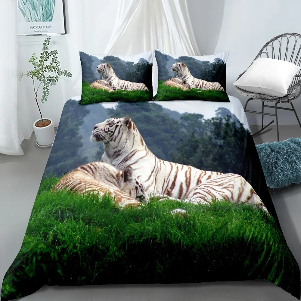 

HD Digital Tiger Print Bedding Sets 3D Animal Duvet Cover+ Pillowcase 2/3pcs Single Twin Queen King Bed set US/AU/EU Size