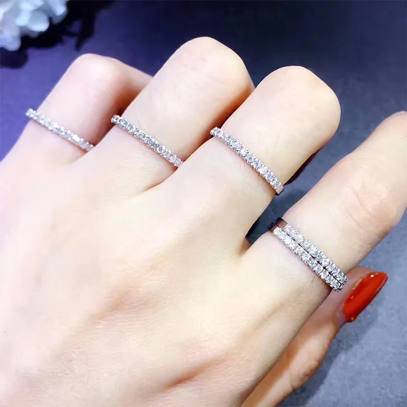 

18K White Gold Color Finger Stackable Silver Rings For Women And Girls Wedding Sterling Silver 925 Ring Fine Jewelry Gifts