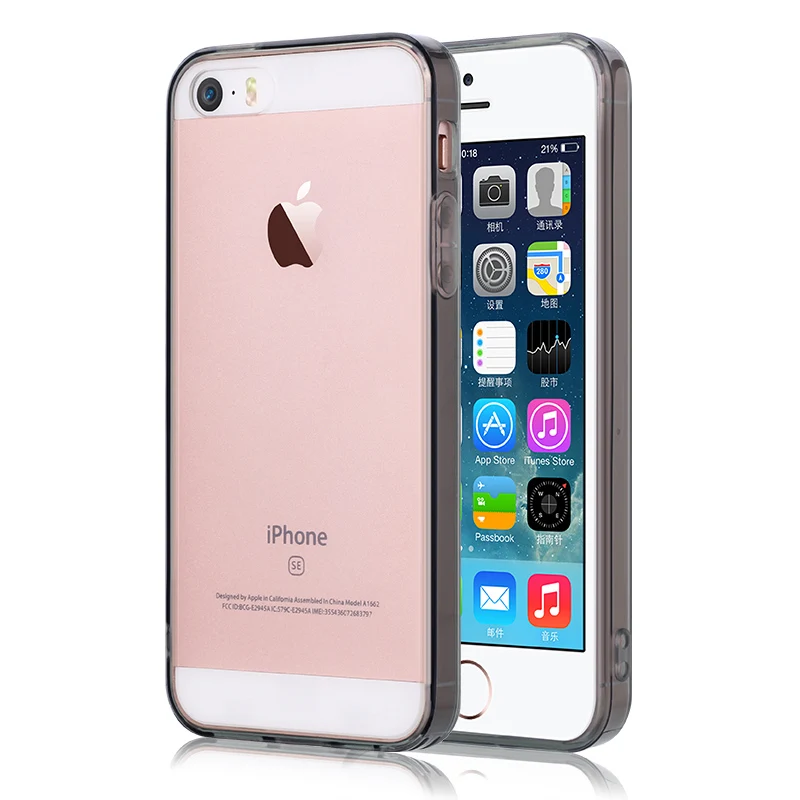 Черный IQD для чехла iphone 5S SE защитный прозрачный тонкий амортизирующий бампер против царапин прозрачная задняя крышка для iphone 5 чехол s - Цвет: Черный