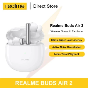 realme Buds Air 2 ANC Wireless Earphone 88ms Super Low Latency 25h Playback Game Music Sports Bluetooth Headphones Real Stock