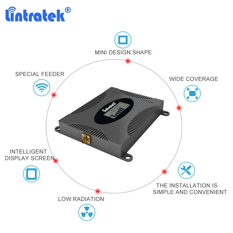 

Lintratek 65dB 2G 3G CDMA 850MHz Signal Booster 16dBm LCD Display Cellular Amplifier Cellphone Signal Repeater+Yagi Antenna Set