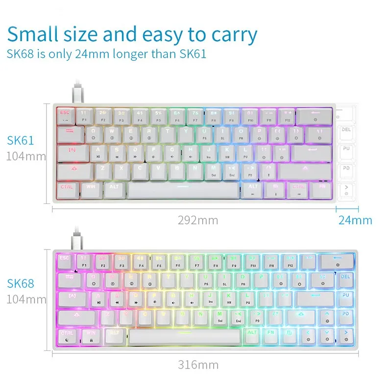 Механическая игровая клавиатура SKYLOONG GK68 с 68 клавишами проводное USB соединение
