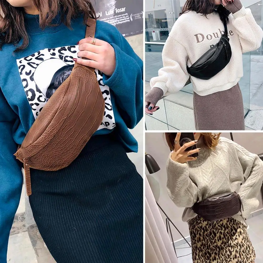 Сумка хобо крокодиловая женская Спортивная поясная сумочка на плечо кожаная