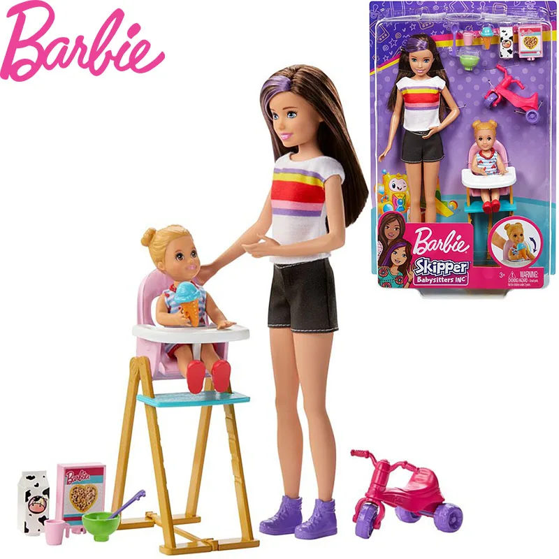 

Original Barbie Skipper Babysitters Inc Feeding Playset with Babysitting Skipper Doll Toddler Doll with Feeding Feature