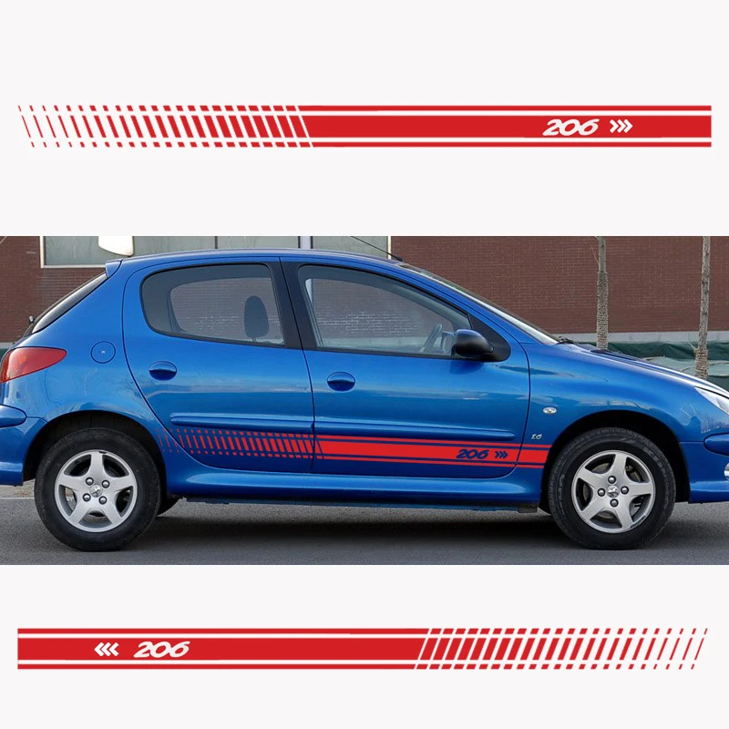 Стильная наклейка на кузов автомобиля Виниловая гоночную полоску для Peugeot 206