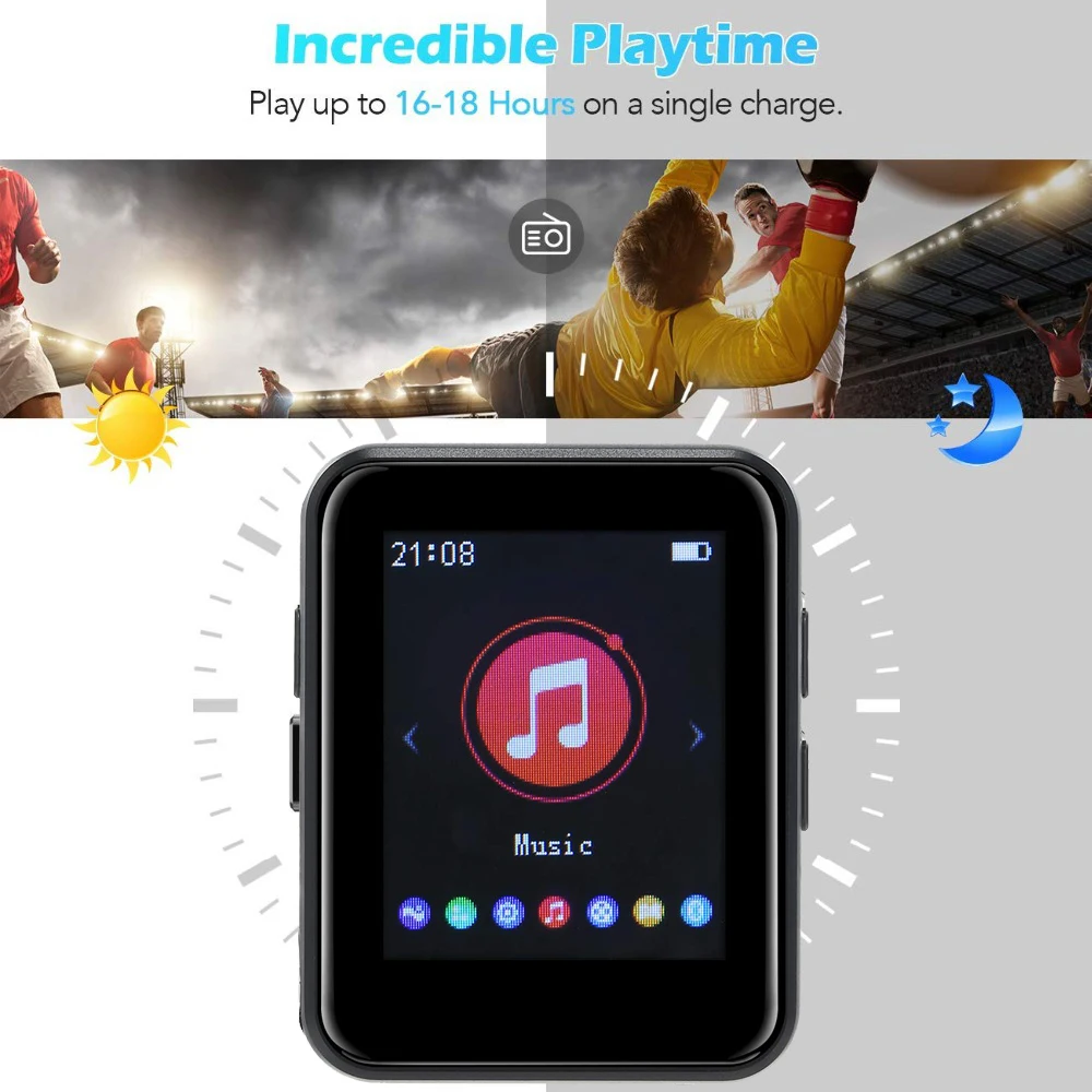 Mp3 плеер BENJIE X1 Bluetooth5.0 портативный Полноэкранный сенсорный дисплей 16 ГБ