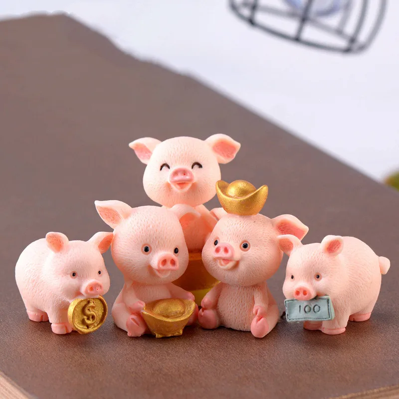 Мультфильм Фортуна свинья куклы модели Аниме Фигура DIY творческий торт украшение