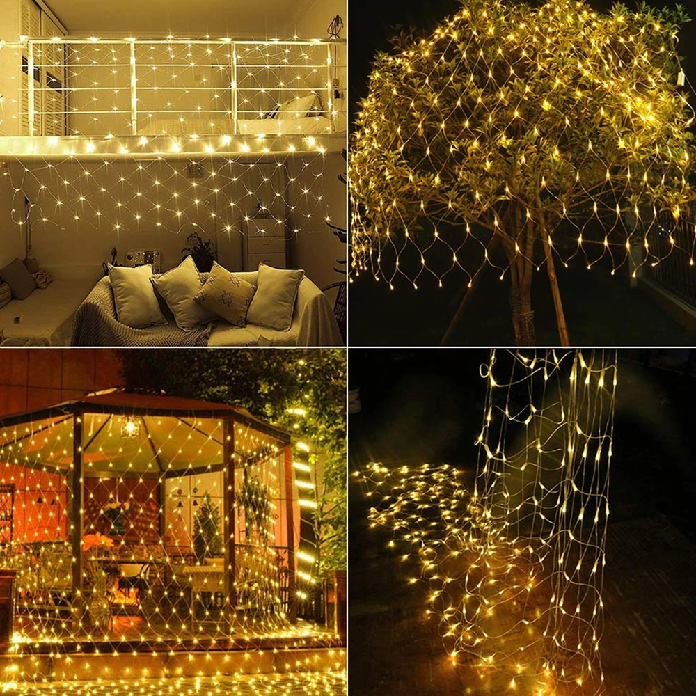 

3M x 2M LED Net Mesh Fairy String Light Garland Window Curtain Christmas Fairy Light Wedding Party Holiday Light US Plug