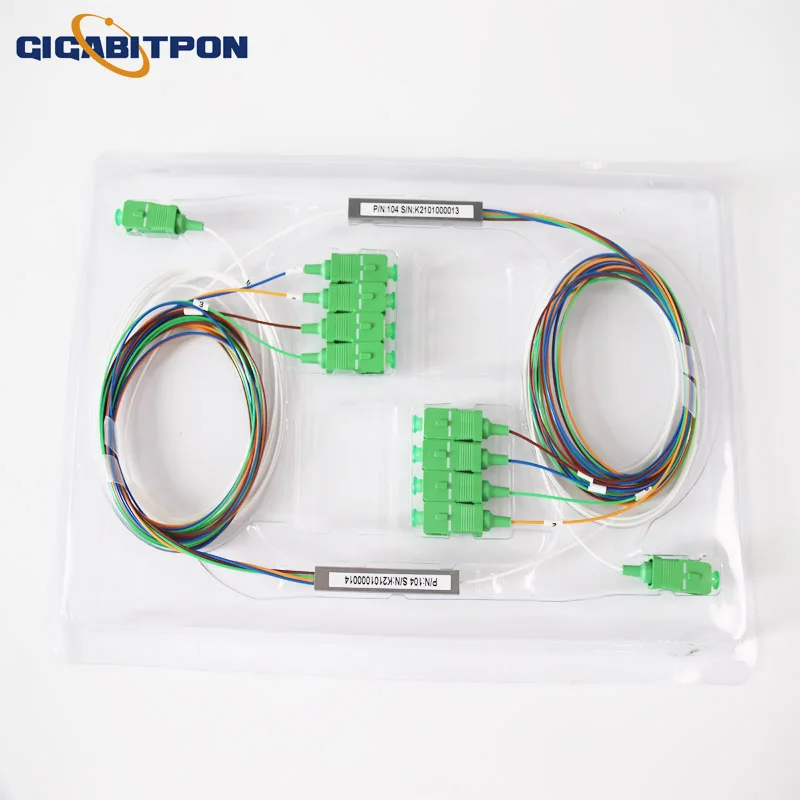 1*4 0.9mm 1M steel tube mini PLC barrier-free splitter with SC/APC connector 1.5m long steel tube splitter with connection coupl