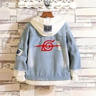 Мужские и женские осенние джинсовые пальто с капюшоном с аниме Akatsuki Cloud Symbol, костюмы, джинсовая куртка Uchiha Sasuke Jeans, толстовка