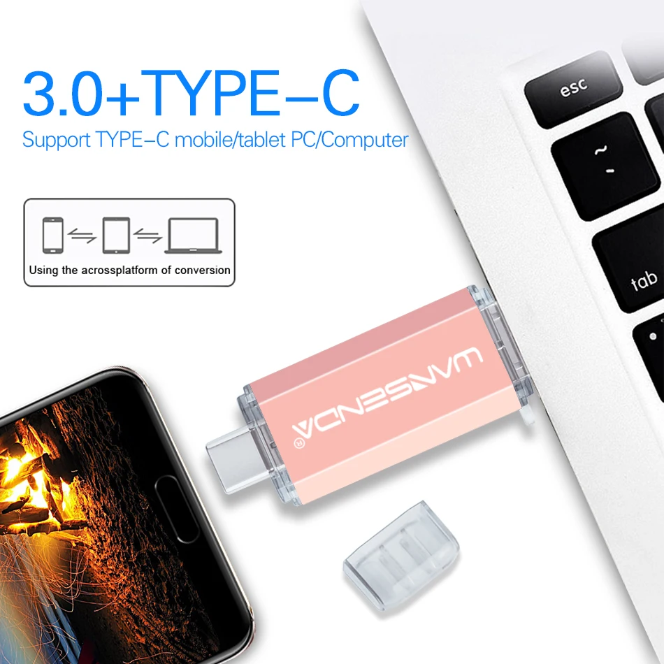 Флеш-накопитель WANSENDA Type-C OTG 32 ГБ 64 128 256 512 | Компьютеры и офис