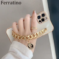 luxury gold plated metal bracelet wrist chain case for iphone 13 pro max 12 11 x xs max xr 7 8 plus se 2020 shockproof cover