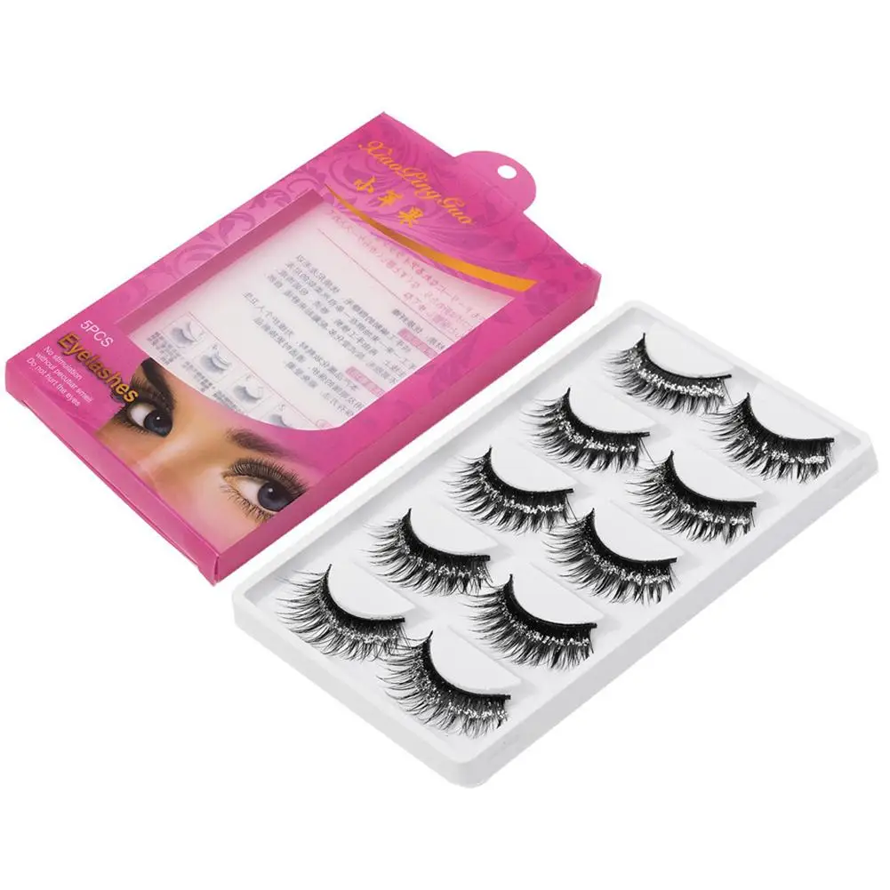 5 пар Длинные Густые блестящие Искусственные ресницы Косметика Инструмент для