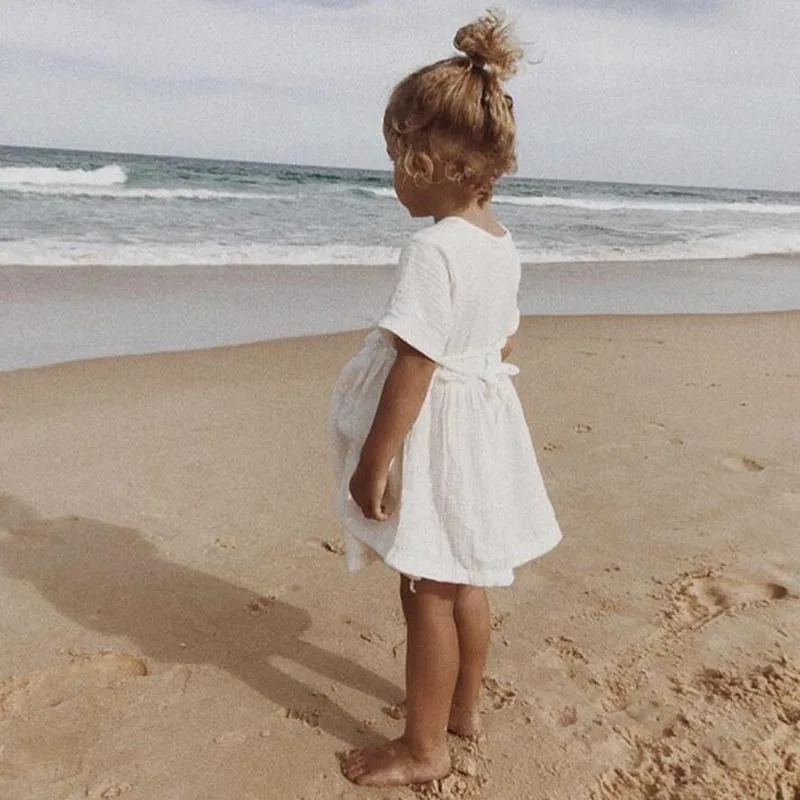 

Baby Girls Dresses Brand Cotton 2019 Ins European & America Toddler Kids Girl Dress Summer Linen Clothings Princess Girl Clothes