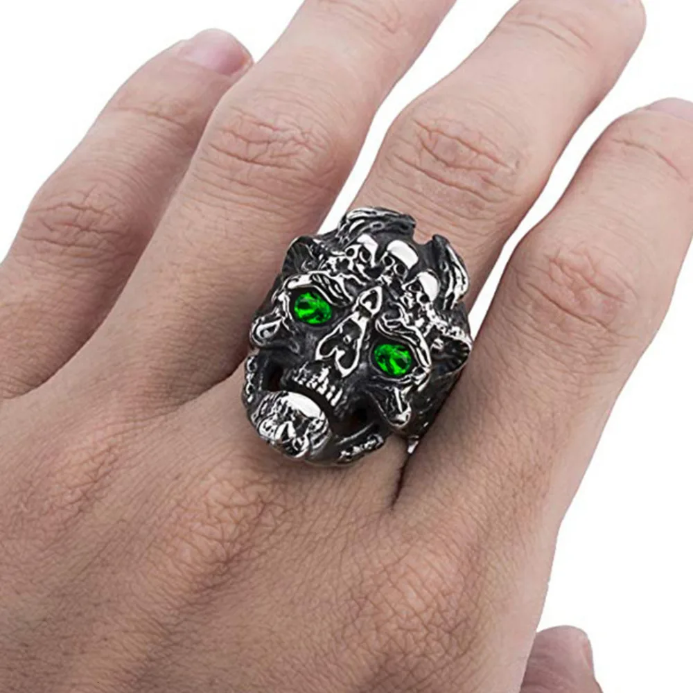Кольцо из нержавеющей стали с черепом для мужчин готический панк хип хоп рок
