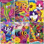 Алмазная 5D картина для детей, Набор для вышивки крестиком с цветными животными и девочкой, мозаика с абстрактным рисунком, домашний декор